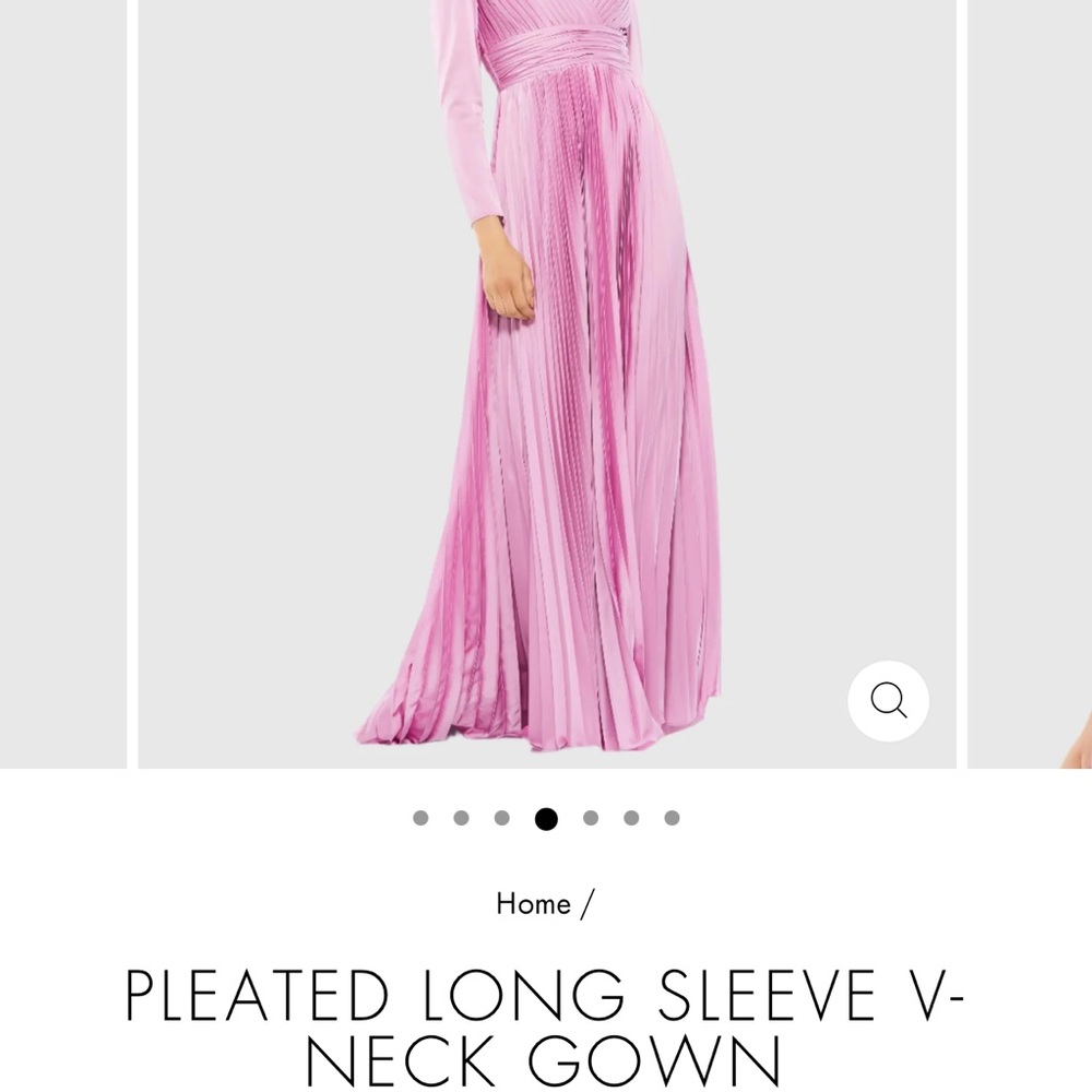 MAC DUGGAL PLEATED LONG SLEEVE V-NECK GOWN LILAC SIZE 8